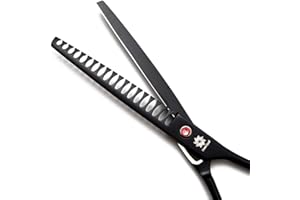 Dream Reach Professional Dog 7 Inches Grooming Scissors Kit - Curved Scissors, Thinning Shears, Grooming Comb - Ambidextrous, Black, Stainless Steel