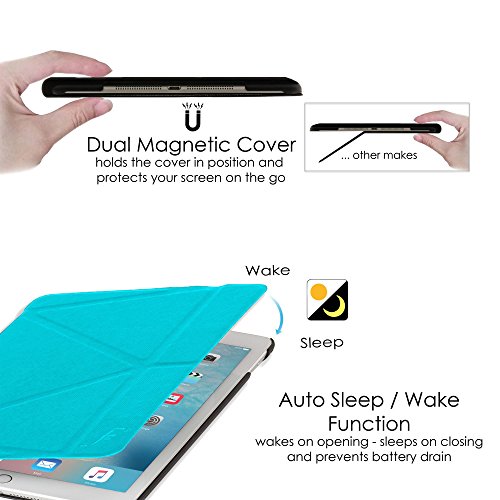 Forefront Cases® Apple iPad Pro 9.7 A1673 (Veröffentlicht März 2016) Origami Hülle Schutzhülle Tasche Smart Case Cover Stand – Rundum-Geräteschutz und intelligente Auto Schlaf / Wach Funktion inkl. Eingabestift und Displayschutz - 5