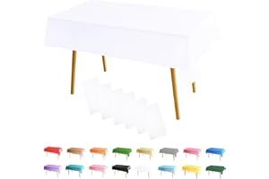 MOMAHUA 6 Pack White Table Cloth Party Tablecloths, 137x274cm Rectangle Table Covers, Large Wipe Clean Plastic Tablecloth Party for Picnic, Baby Shower, Halloween Party, Christmas Table Décor