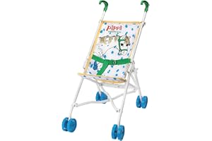 Pippi Långstrump Dockvagn - Docksulky för Barn - Hopfällbar Sulky för Dockor - Pippi Dockvagn för barn 3 år - 510X265X550 mm