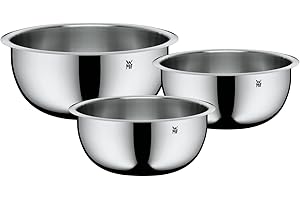 WMF Function Bowls Schüssel-Set, für die Küche 3-teilig (V 1,0 l, 1,5 l, 4,0 l) Cromargan Edelstahl multifunktional als Rührschüssel Salatschüssel Servierschüssel, stapelbar