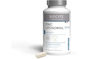 BIOCYTE Zinc Liposomé - Complément Alimentaire Défenses Naturelles et Beauté de la Peau - Zinc Micro-encapsulé - 60 Gélules - Programme de 60 jours