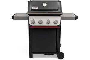 Weber Barbecue à gaz Spirit E-410/4 brûleurs, Roues durables, Grille conservant Une Chaleur Uniforme, Surface de Cuisson de 51 x 46 cm, Compatible avec Les Rails latéraux Works, Noir/Argent