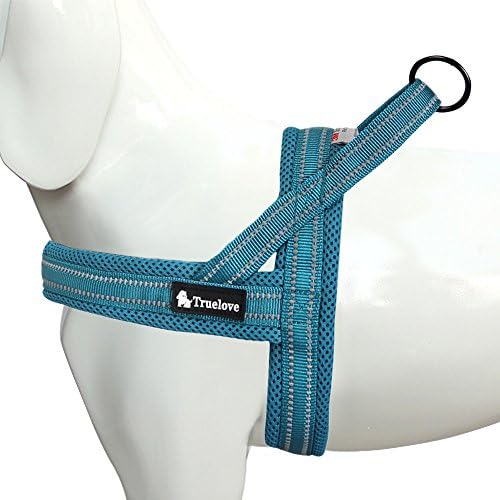 No Pull Adjustable Dog Vest Harness 3M Reflective Night Security Soft Mesh Padded Pet Harness (M(Chest Size:24.5-28.5in), Blue)
