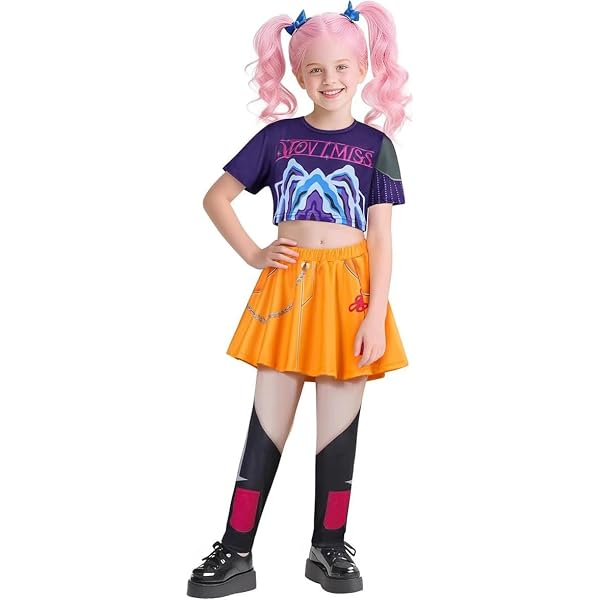 K-Pop Demon Hunters Costume For Kids – Rumi Zoey Stage Outfit, Polyester, Halloween & Cosplay Dress-Up For Girls 3-13 Years-790650