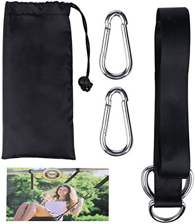 VANELIFE Swing Hammock Straps, Heavy-Duty Ultralight Suspension Strap Carabiner Hooks Easy to Hang on Any Trees, Black (150*4CM)