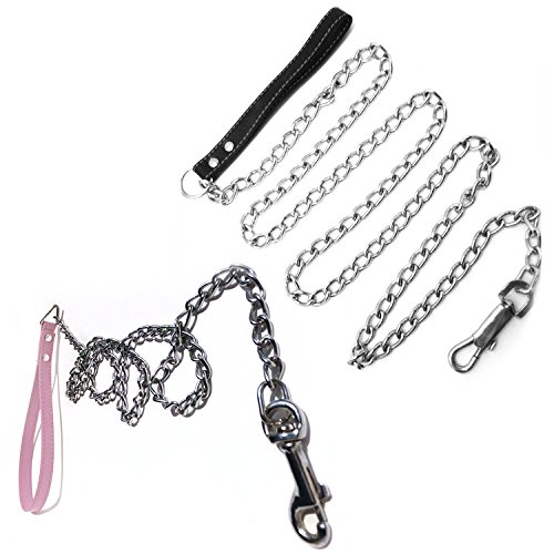 Heavy-Duty-Metal-Chain-link-Pet-Dog-Lead-Leash-with-PU-Handle-for-Medium-and-Small-Size-Dogs-and-Pets