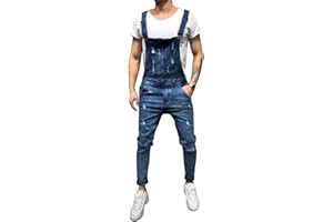 Oanviso Herren Trägerhose Lange Jeanshose Slim Fit Retro Denim Jumpsuit Arbeitslatzhose Destroyed Ripped Cowboy Overalls Beiläufige Hosen Jumpsuit Mode Workwear Strampler Overalls