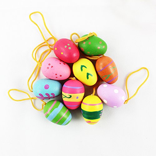 COM-FOUR® Deko- & Geschenk-Set für Ostern 20 Deko-Anhänger aus Holz mit verschiedenen Oster-Motiven für den Osterstrauch - 3