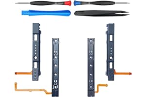 ElecGear Guida di Scorrimento di Ricambio per Nintendo Switch HAC-001 e Joy Con Controller, Binario in Metallo L/R Slider e Barra di Scorrimento con Cavo Flessibile, Strumento di Riparazione