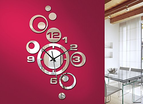 Grandora® W842 Moderne Wanduhr mit Spiegel Design Wandtattoo - 2