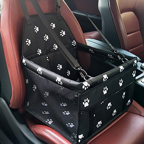 Waterproof Pet Dog Car Seat Carrier Protector Bag Cage Cover WeiHi Waterproof Deluxe Portable Dog Booster Travel Carrier Cover Seat Protector with Cli-On Safety Lesh and Storage Pocket (White)