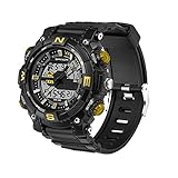 Easy Go Shopping 5320 LED Luminous Display & Stoppuhr & Alarm & Datum und Woche Funktion Herren Quarz + Digital Dual Bewegung Armbanduhr mit Kunststoff Band, Gold