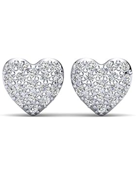 Moncoeur Herzchen Ohrringe Silber Pailetté aus 100% echtem 925er Sterling Silber und echten Kubik Zirkonia Kristallen...