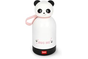 Legami - Bouteille d'eau pour enfants Hot&Cold BFF, Panda, double couche en acier inoxydable 18/8 avec fermeture hermétique, garde le chaud pendant 12 h et le froid pendant 24 h, capacité 310 ml