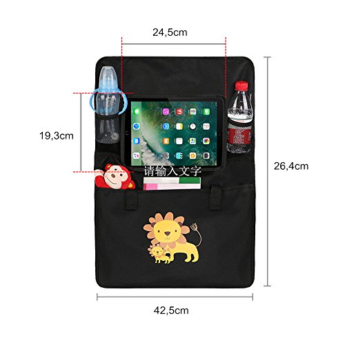 Auto Rückenlehnenschutz– Intipal Rücksitztasche Rücksitz Organizer Rückenlehnentasche mit iPad-Fach Wasserdicht 1 Stück (Löwe) - 2