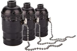 DESINEO Lote de 3 tomas de vendimia de tipo E27 baquelita con cadena de interruptor