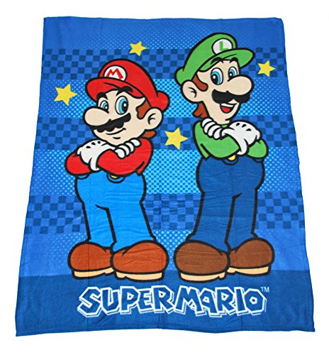 Novia Super Mario Fleecedecke, Polyester, Blau, 120 x 150 x 0.2 cm