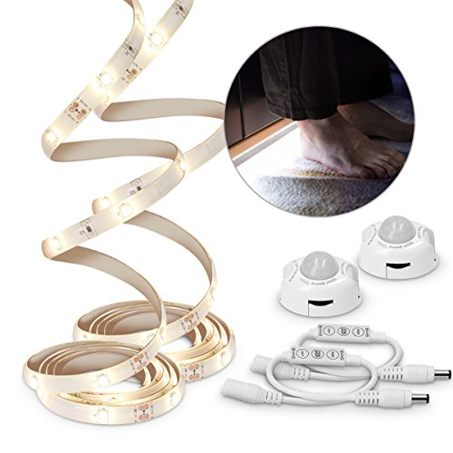 Preisvergleich Produktbild kwmobile LED Bettlicht mit Bewegungsmelder - Bett Lichtleiste Nachtlicht Streifen dimmbar - Bewegungssensor Licht Strip - Baby Beleuchtung warmweiß