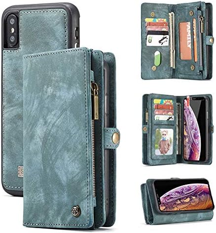 JZWDMD IPhoneX,Samsung Wallet Case,2 in 1 Leather Zipper Detachable Magnetic Card Slots Card Slots Money Pocket Clutch Cover with for iPhone/Samsung