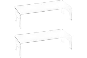 Frcctre 2 Stück Acryl-Display-Erhöhungen, 5 mm dick, transparent, Präsentationsständer, Acryl-Schaukastenbefestigungen, Regal für Dessert, Cupcake-Figuren, Spielzeug, Kosmetik, Parfüm, 30,5 x 12,7 x