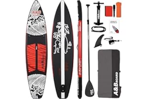 Tavola Paddle Surf Gonfiabile con Accessori Premium - A&BBOARD, 10'6"X30"/32" Stand Up Paddle Gonfiabile, Zaino da viaggio, Pompa a doppia azione, Grande stabilità e resistenza, Adatta a Tutti i Livelli di difficoltà