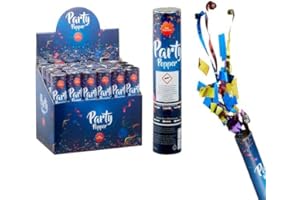 Posten Anker Konfettikanonen Set 10 Stück, Party Popper, bis zu 8 Meter Höhe, bunte Luftschlangen, Konfetti Shooter für Silvester, Geburtstag und Partys