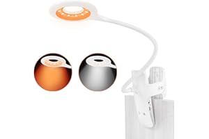 LENCENT 28 LED Lampadina con Pinza, Luce da Lettura, Blocca 99.94% della Luce Blu, 9 Livelli di Luminosità [Bianca e Ambrata], USB Ricaricabile e Portatile per Comodino/Lavoro/Letto/Tavolo
