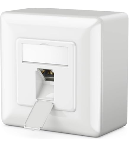 Afgeschermde Cat 7 netwerkdoos opbouw onderbouw 86x86mm 2x Keystone RJ45-module 10Gbps 600MHz, compatibel met Cat7/Cat6a/Cat6/Cat5e, voor kantoor, huishouden, server, 19-inch kast, geschikt voor LAN