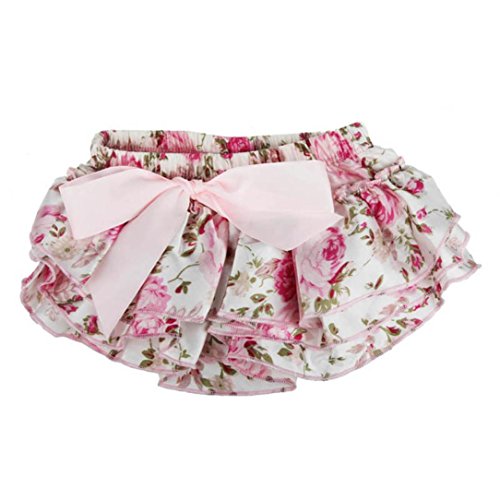 Tonsee® Baby Ruffle Bloomers Layers Diaper Cover Flower Shorts Skirts Summer (M, Pink)