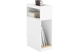 ‎SOBUY SoBuy Wąski Stolik Szafkowy, Wąska Szafka nocna z Szufladą i Półką, Nowoczesny Stolik Boczny do Sypialni i Salonu, Biały, S20 x G35 x W60 cm, FBT171-WN