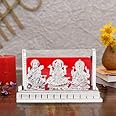 Acrylic Gold Plated Idols | Laxmi Ganesh Murti & Ma Saraswati | Home Decor, Pooja Room, Study Table, Living Room & Office Decoration | Gift Item | 12 cm Length, 6 cm Width, 8 cm Height (Silver)