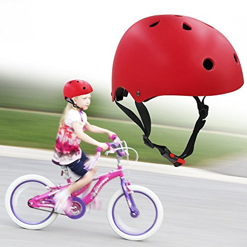 Topfire Kinder Skateboarder Helm Fahrradhelm Integralhelm Rollerhelm für Radfahrer Skateboard Scooter Bike Sicherheit Helm – Rot - 5