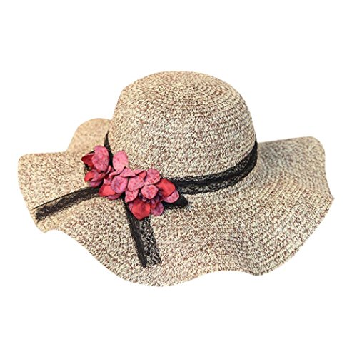 Preisvergleich Produktbild JUSTSELL Sonnenhut in Neue ModeFrauen Traditionell Handgeflochten Fischerhut Spitze Outdoor Wandern Hut Breite Krempe Gartenhut Casual Strandhut