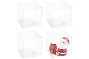 BENECREAT 30 Pack Scatola Pieghevole Scatola di Plastica Contenitore di Regalo Trasparente Contenitore di Cioccolato Dolce per la Festa di Compleanno di Nozze 9x9x9cm