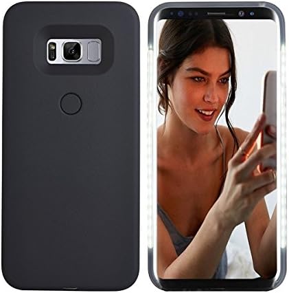 Galaxy S8 Led Case - Avkkey Samsung Galaxy S8 Selfie Light iPhone Case Great for a bright Selfie and Facetime Illuminated Light Up Case Cover for Galaxy S8/Black