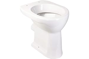 ‎AQUASU 'aquaSu® Stand WC +6 cm, Erhöhtes WC +6 cm, Bodenstehende Toilette, Erhöhtes WC, Für große Menschen und für Senioren, Hygienischer Flachspüler, Abgang waagerecht, Weiß, Klo, 02582 9
