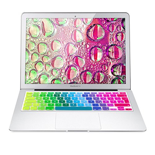 kwmobile Tastaturschutz Apple MacBook Air 13“/ Pro Retina 13“/ 15“ – QWERTZ Silikon Laptop Tastaturfolie – Notebook Tastaturschutzfolie Farbverlauf Design Mehrfarbig Grün Blau - 4