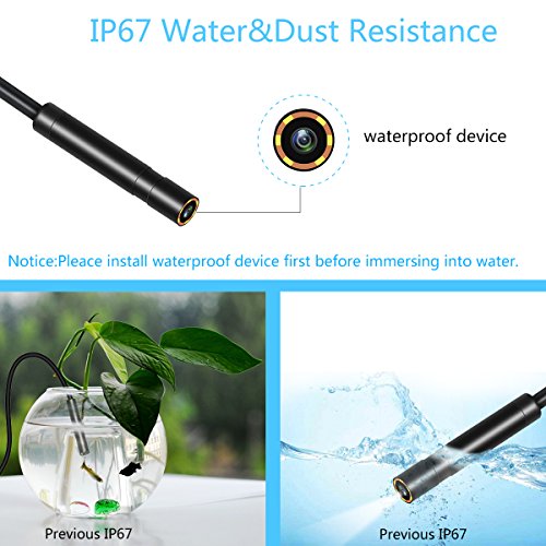 AQV WiFi Endoskop, Drahtlose Endoskop-Inspektionskamera 2,0 Megapixel HD Wasserdichte Schlangenkamera mit 6 verstellbaren LED-Licht fÃ¼r Android/IOS Smartphone, iPhone, Samsung, HUAWEI, PC - 15M