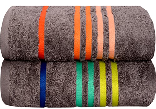 Casa Copenhagen Exotic Kollektion 475 g/m² Mittelgroß (60cm x 120cm) Baumwolle 2 teiliges Badetücher Set, Grau