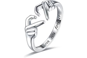 Valink Romantische Hand Finger Herz Ringe I Love You-Forever geschnitzte Schriftzug Ringe Damen Herren Stilvoller Schmuck Geschenk