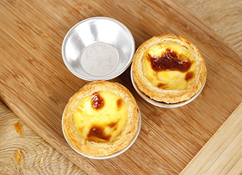 Keysui 24 eloxierten Aluminium-Ei Tart Cupcake Kuchen Cookie Form Puddingform Backen Werkzeug - 2