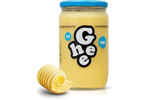 ‎CG CG Ghee Pure 600 g Laktosefrei Reich an Vitaminen und Omega Fettsäuren Ausgezeichnet mit dem Great Taste Zertifikat Ideal zum Braten, Backen & als Brotaufstrich Ayurveda Ghee Butter 100% EU