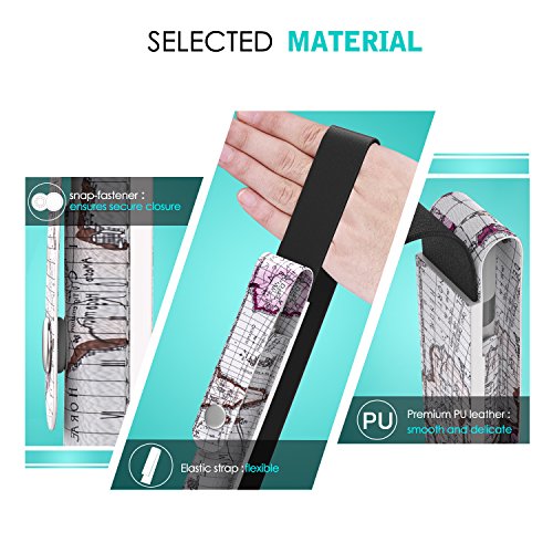 MoKo Halter für Apple Pencil – Premium PU Leder Bleistift Stift Schleife Sleeve Cover Schreibzeug Schreibgerät Beutel mit abnehmbare Gummiband für Apple iPad Pro 12.9 Zoll Hülle Case, Landkarte A - 3