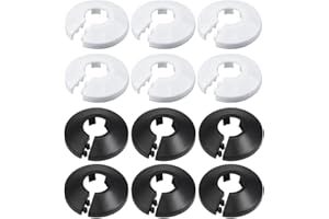 AAED 12 Pièces Rosace Robinet, Cache Tuyau Radiateur, Cache Radiateur de Radiateur Couvercle Solide Pipe Plastique Décoration Cache Tuyaux Plomberie 16 mm Rosace de Radiateur