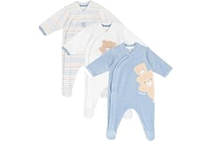 Chicco, Tutine Neonato e Neonata, Set di 3 Tutine in Morbida Ciniglia con Piedino, Idee Regalo Nascita, Abbigliamento Bambino e Bambina 0-24 Mesi, Designed in Italy