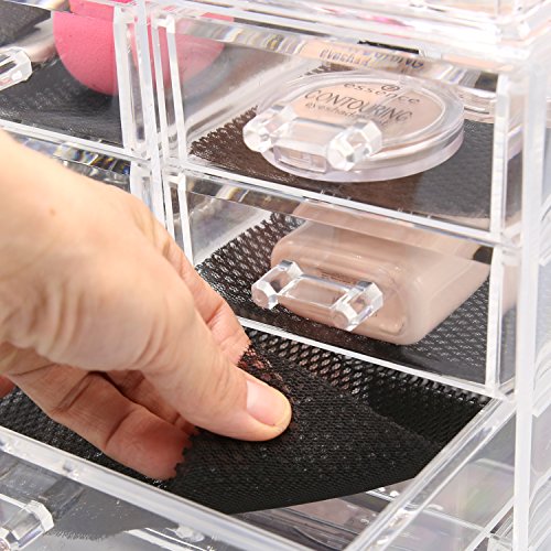 TRESKO® Acryl Organizer für Make-up, Kosmetik, Schmuck, Schminke, Accessoires, Aufbewahrungsbox mit Schubladen, Organisator für Lippenstift, Lipgloss, Nagellack, Make up- und Augenbrauenpinsel, Rouge, Halskette, Ringe und vieles mehr (6 Schubladen – JWYOGR-001) - 7