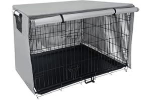 TONGYUNDACHENG Housse de Cage pour Chien,Coupe-Vent et résistant à la poussière pour Niche pour Animal Domestique,Accessoires pour Animaux domestiques,s'adapte à la Plupart des Cages pour Chien (Gris,94x61 x63cm)