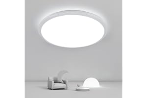 SEAMOON 24W Ø30 Moderna Lampara Led Techo(Equivalente a 36W), 2400LM 6500K Impermeable IP40 Plafon De Techo, Lamparas de Techo para Baño Cocina Sala de Estar Dormitorio Pasillo Habitacion Balcón Garaje