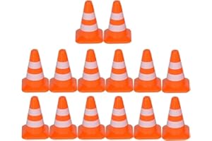 DWANG 14pcs Miniature Road Cone Orange Mini Traffic Cones Plastic Sign Road Cone Toy Roadblock Cone Sign Model Photo Prop Educational for Kids Small Orange Cones Construction Cones,Safety Barriers